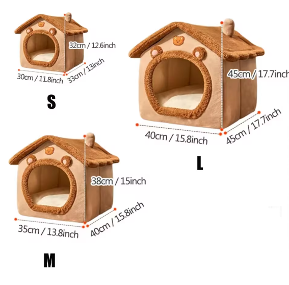 Casita Acogedora para Mascotas con Cojín Extraíble